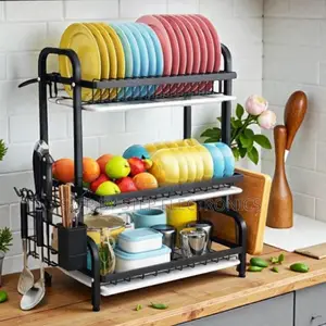Space Saver 3 Tier Dish Drying Rack Metal Kitchen Organizer
