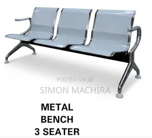 3 Seater Metal Bench / Waiting Bench Metallic