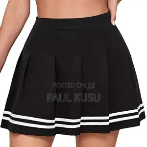 Black Pleated Tennis Skirt With Stripes Available in Several Sizes