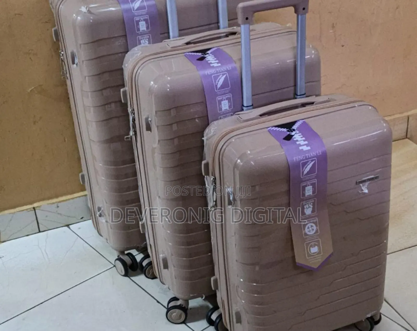 Unbreakable Double Zip Rubber Suitcase Pp 3-in-1 Suitcase Set