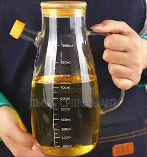 High Borosilicate Glass Oil Dispenser Jar – 1l With Bamboo Lid