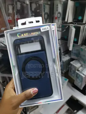 Angda Google Pixel 8 Leather Back Case With Magnetic Invisible Stand