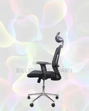 Adjustable Headrest Work Chair for Office — Chrome Base Stability