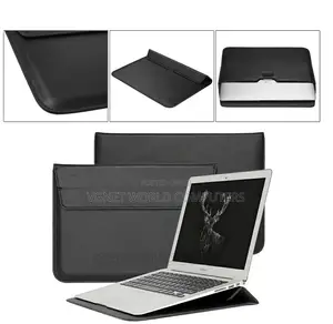 Macbook Leather Laptop Sleeve Built in Foldable Stand Magnetic Closu