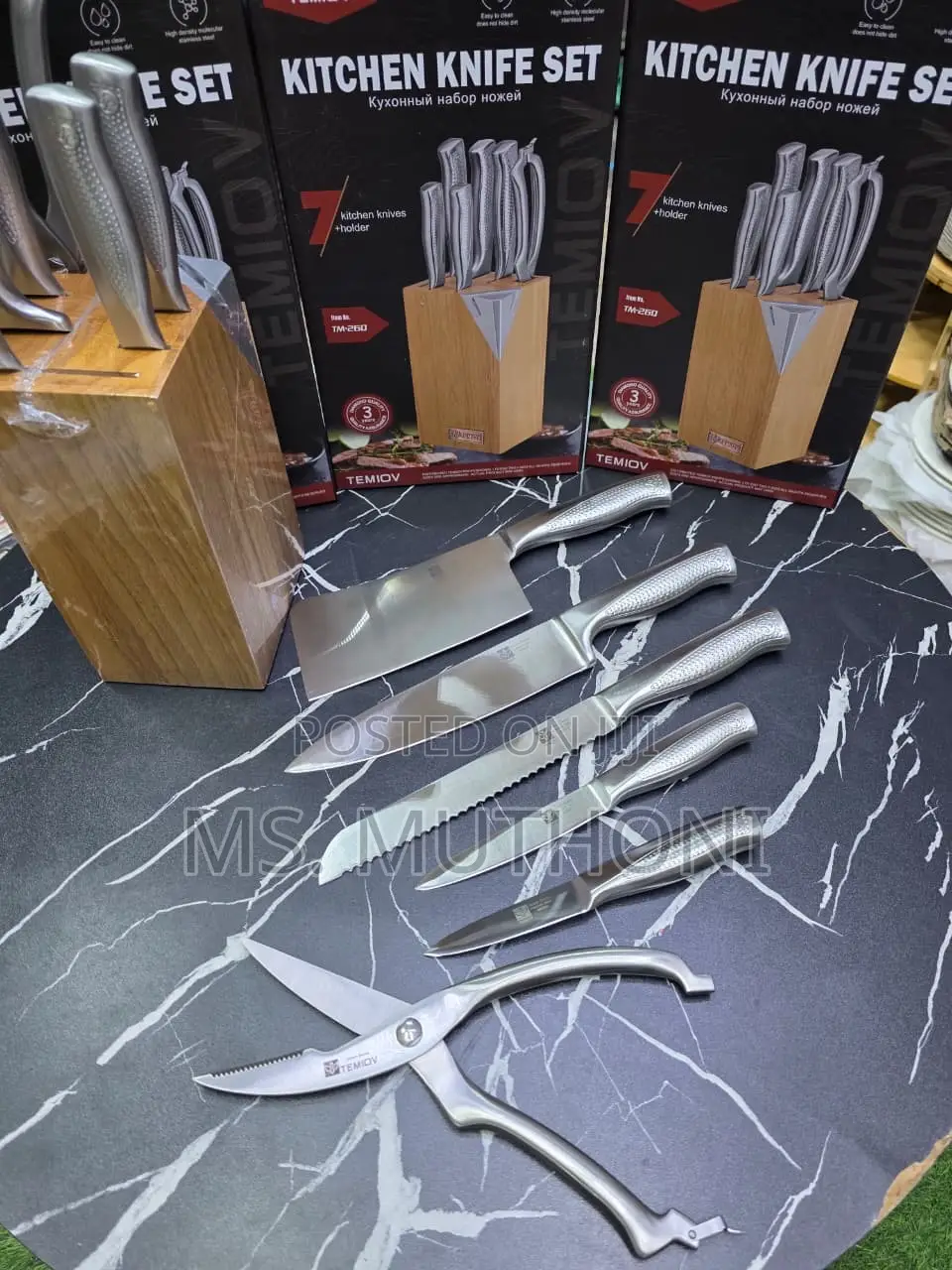 7pcs Set High Quality Stainless Steel Knife Set With Hallow Handle.