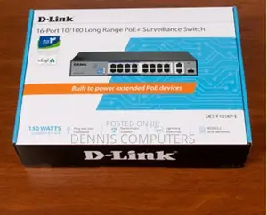 D-Link Des-F1016p-E 16-Port Fast Ethernet Unmanaged Long Range 250m Po