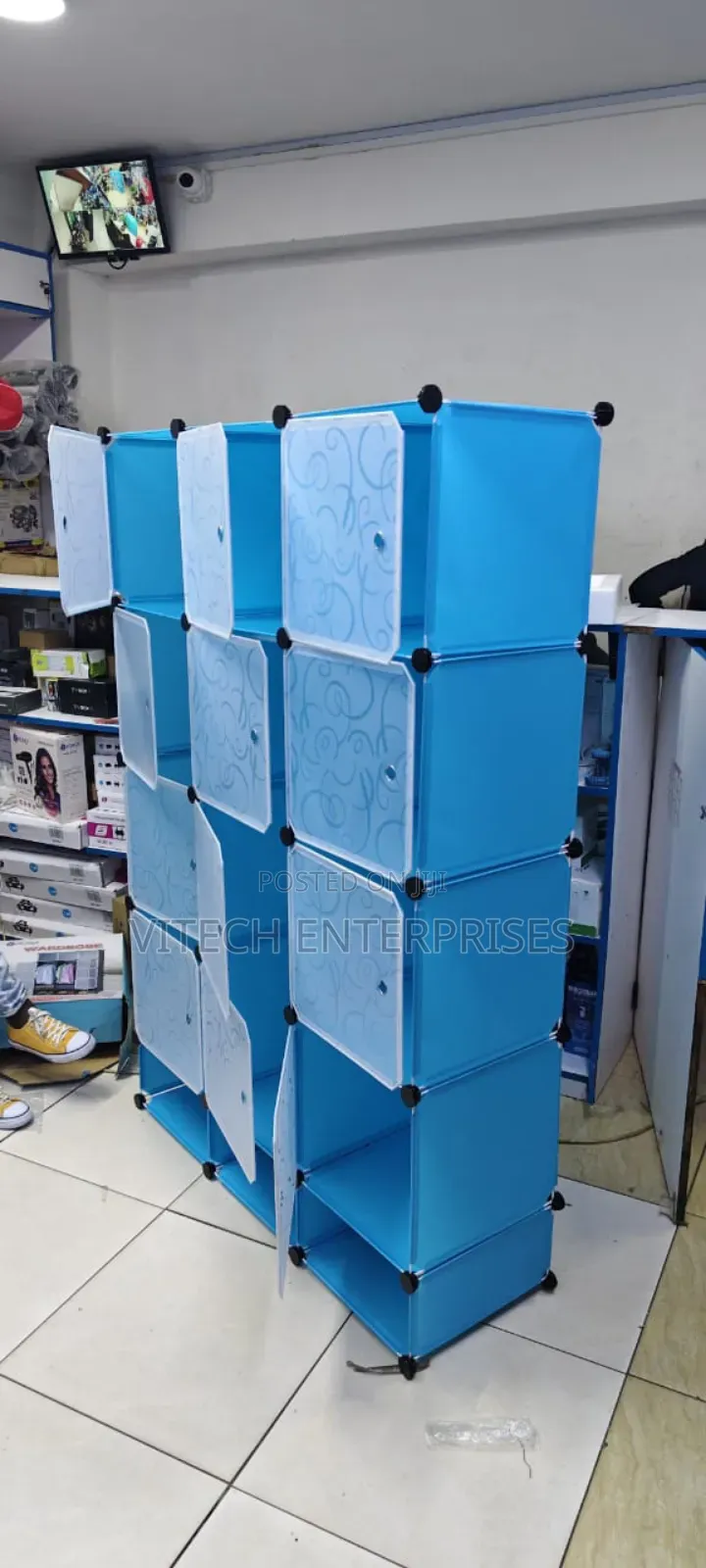 Tc Portable 3 Column Plastic Wardrobe Blue