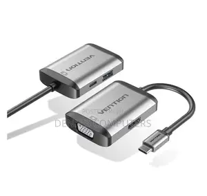 Vention Type-C to Hdmi/Vga/Usb3.0/Pd Converter 0.15m Gray Metal Type