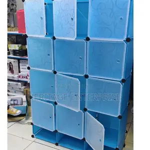 Plastic Wardrobe-Blue 3 Column.