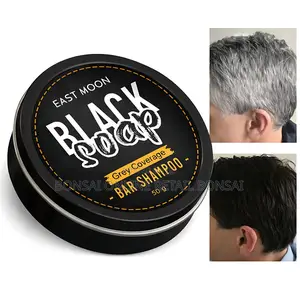 Black Hair Shampoo Bar for Men, Grey Coverage Hair Repair Soap