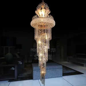 Modern Glass Crystal Long Chandelier