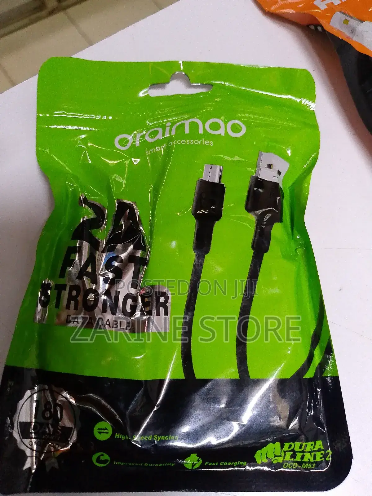 Amaya / Oraimo Micro Usb Cable 1metre Long 5v 2a Output Fast Charging