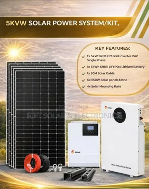 SRNE 5kva Inverter - 5.12kwh Lithium Solar Solution Off Grid Kit