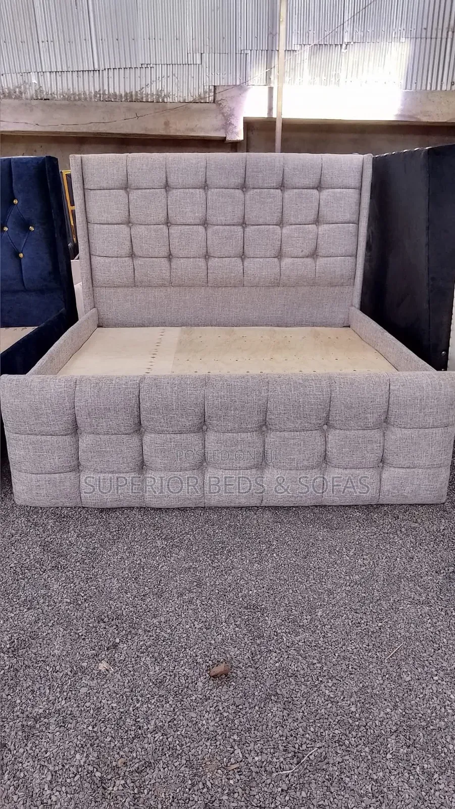Grey Tufted 5 by 6 Bed