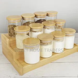 12pcs Glass Spice Jars With Bamboo Lid