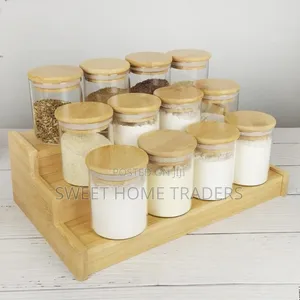 12pcs Spice Jars With Bamboo Lid