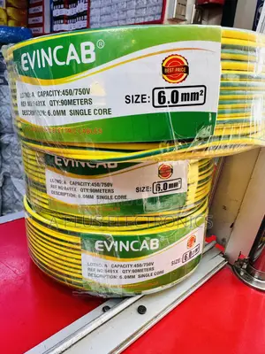 Evincab 6.0mm Single Core Wiring Cable 90m Wire(Yellow Green) –Durable