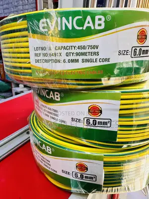 Evincab 6.0mm Single Core Wiring Cable 90m(Yellow Green) Strong Copper