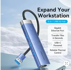 "Vention 5 in 1 Docking Station, Usb3.0 to Usb 3.0 X 3/Rj45/Usb-C