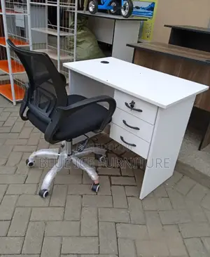 Pure White Desk and Mesh Chair