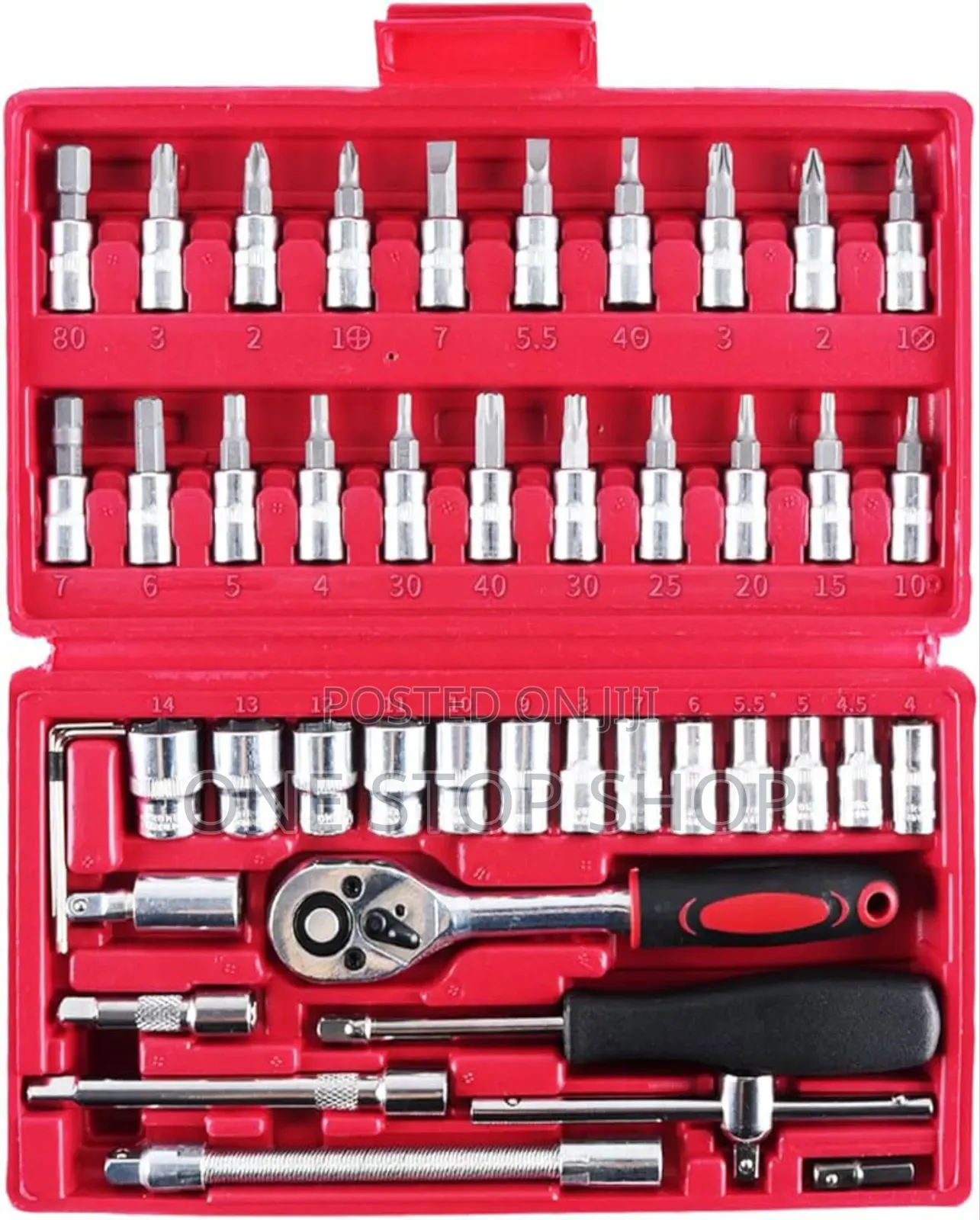 46pcs Chrome Vanadium Spanner Socket Wrench for Car,Home,Bikes