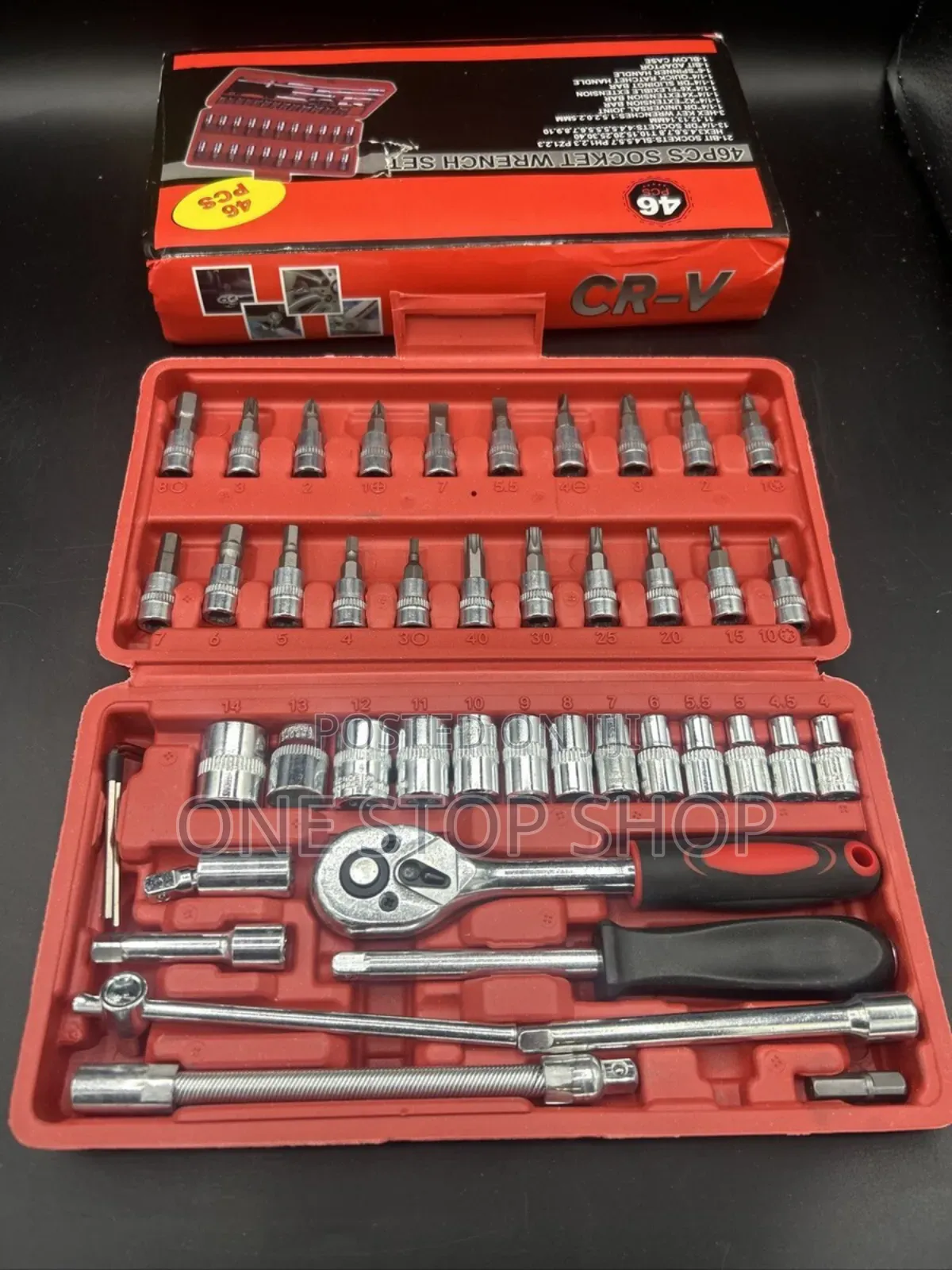 46pc Ratchet Wrench Socket Set 1/4 Inch Drive Socket