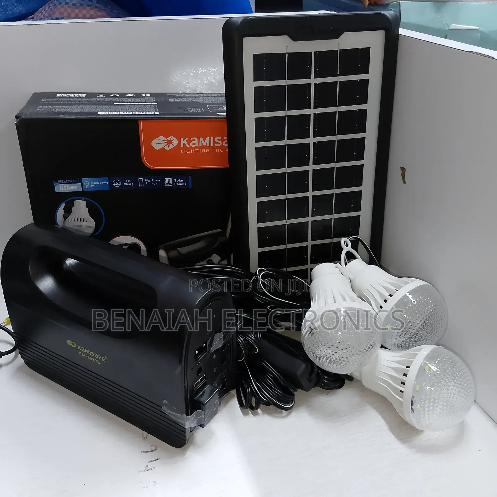 Kamisafe Solar Lighting Kit, Three Bulbs