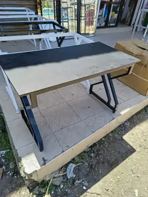 Black Heavy-Duty Metal Frame Office Study Desk