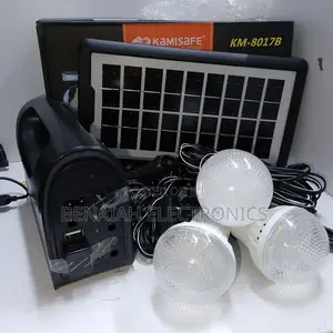 Kamisafe Lighting System,Rechargeable Power Station,3bulbs Solar Panel
