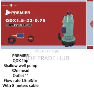 Premier Qdx Shallow Well Submersible Pump 32m Head 1" Outlet 25l/Min