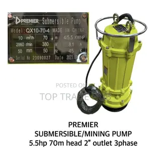 Premier Submersible Sewage/Mining Pump 5.5hp 70m Head
