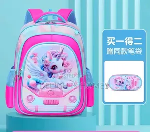 High-Capacity 3d Cartoon Two-Piece School Backpack Set -Care