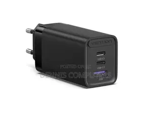 3-Port Usb(C+C+A) Gan Charger(65w/30w/30w) Uk-Plug Black