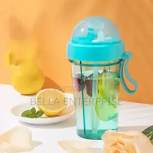 Partioned Water Bottle Partioned Comes With Double Straw 420ml