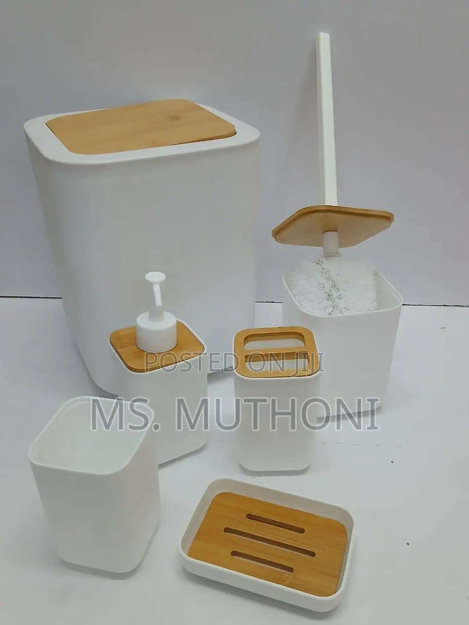 Bamboo 6-Piece Bathroom Accessories Set,