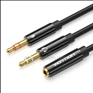 Vention 2*3.5mm Male To 4 Pole 3.5mm Female Audio Cable 0.3m Black Abs
