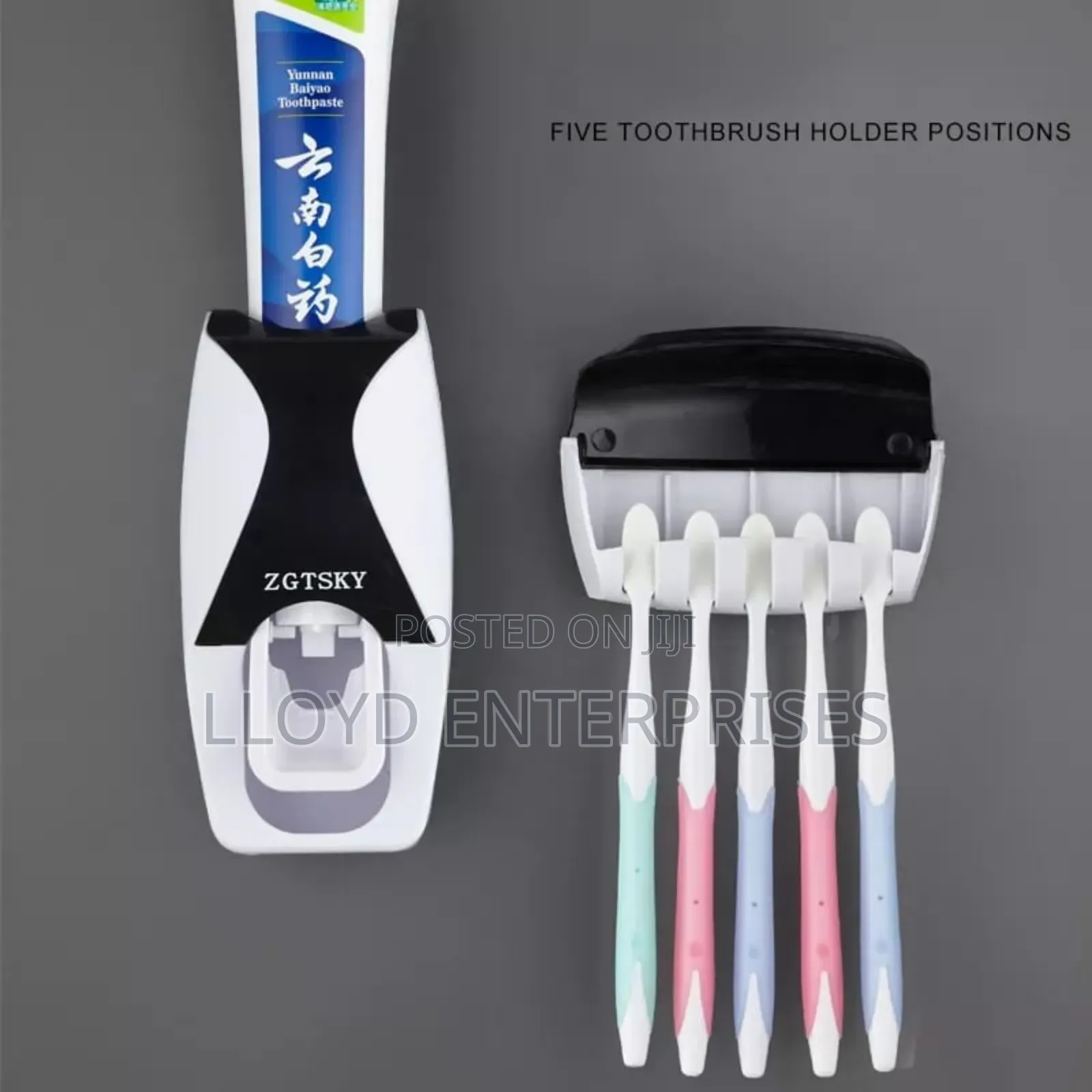 Toothbrush Holder and Toothpaste Dispenser