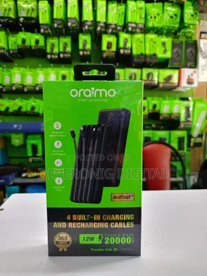 Oraimo Traveler Link 20 Opb-P5201 Powerbank With Inbuilt Cables.