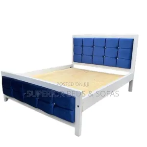 Blue Tufted 5 by 6 Bed Frame