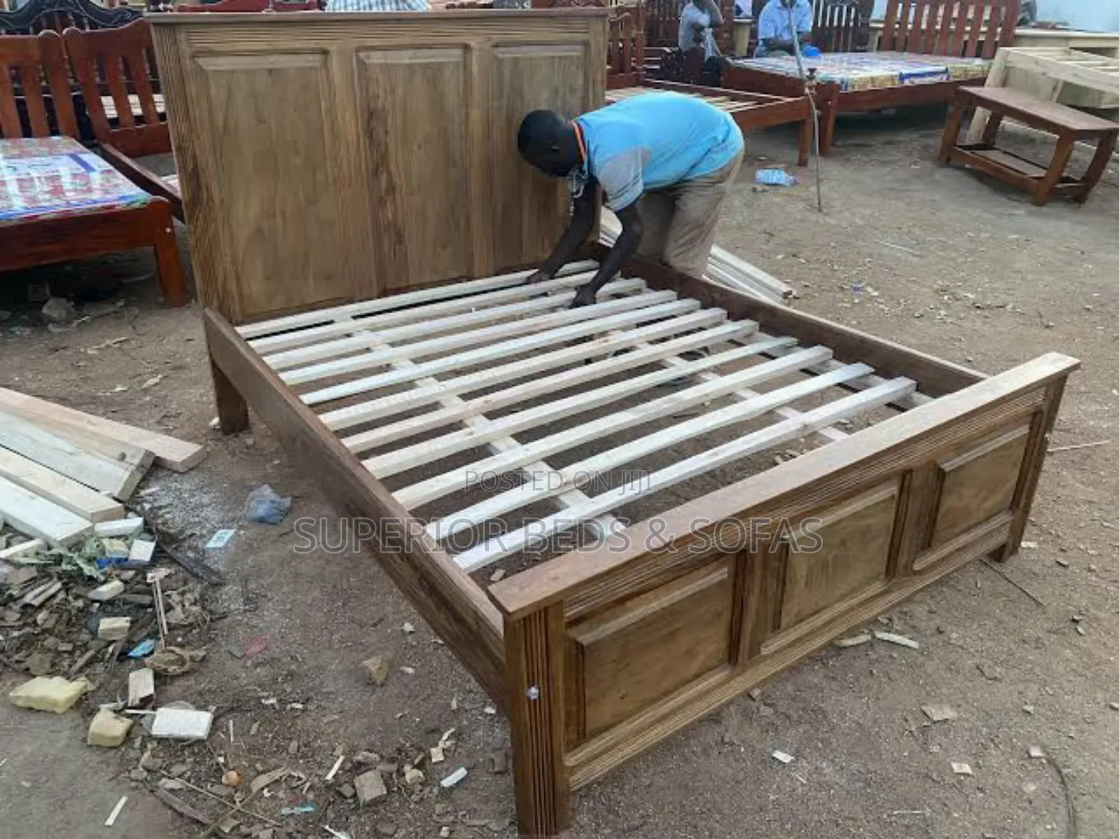 Solid Wooden Panel Bed Size 5 by 6