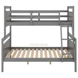 Grey Wooden Double Decker Bed 3.5 Top, 4 by 6 Bottom