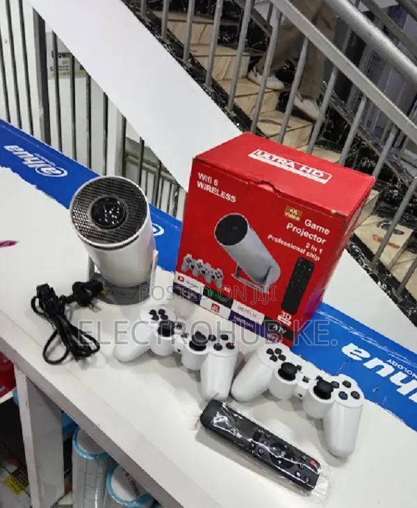 Game Projector Hy300 2in1 Projector With 2 Wireless Game Controllers