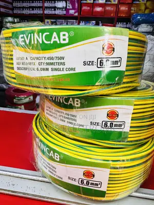 Evincab 6.0mm Single Core Wiring Cable 90m Yellow Green)Commercial