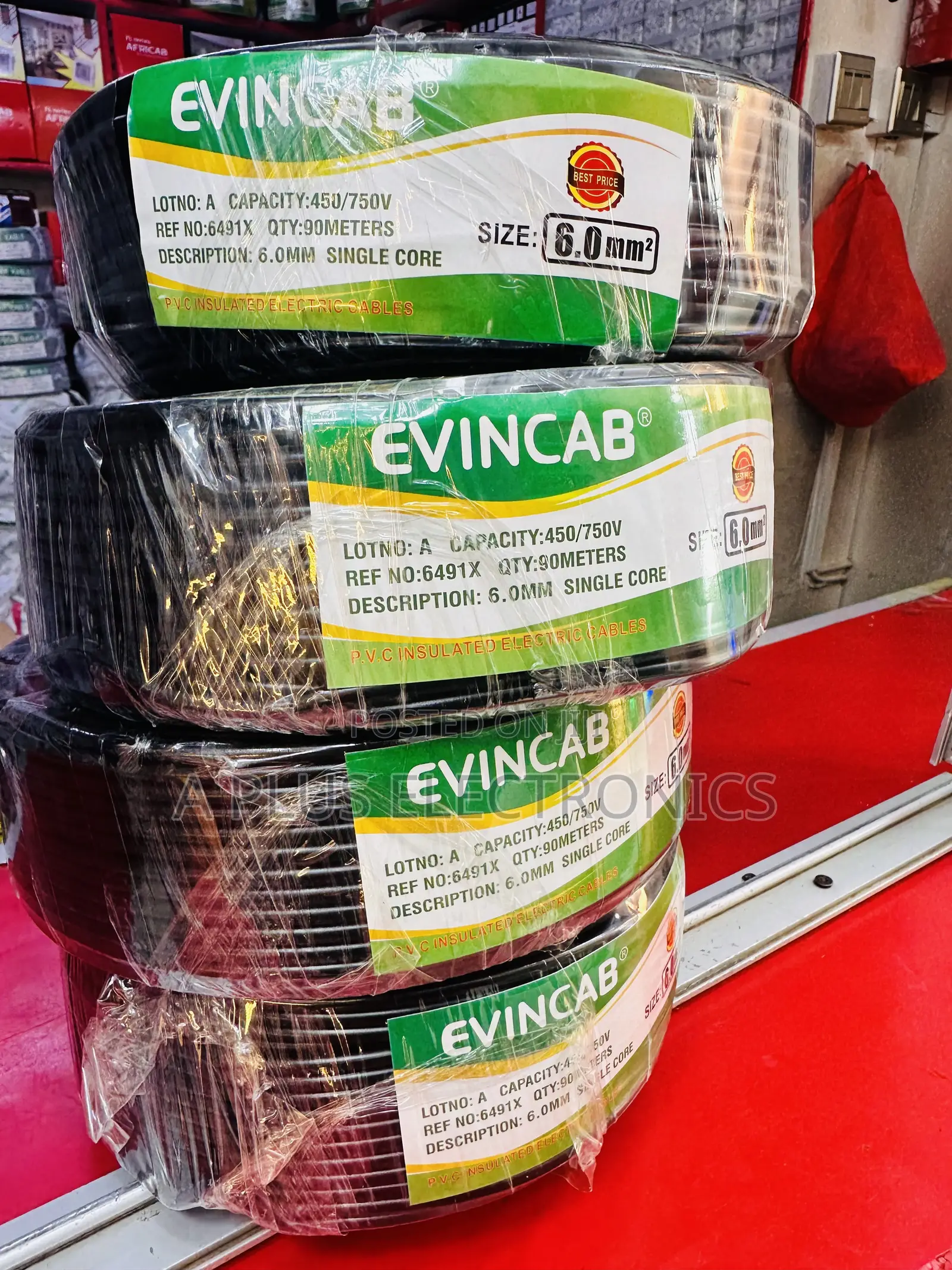 Evincab 6.0mm Single Core Wiring Cable 90m Wire(Black) – High Quality