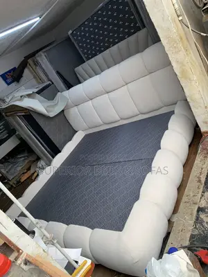 5x6 White Channel-Tufted Upholstered Bed