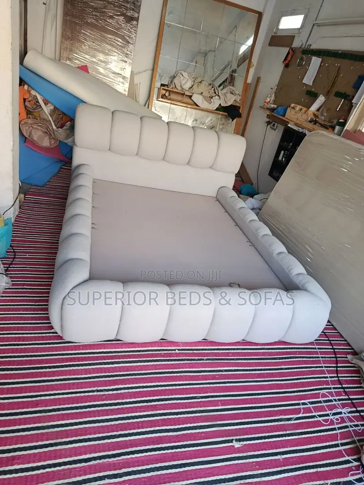 5x6 White Puffy Cloud Upholstered Bed