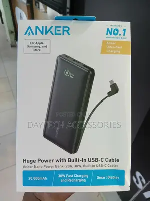 Anker Nano Power Bank 20000mah 30w Fast Charging.