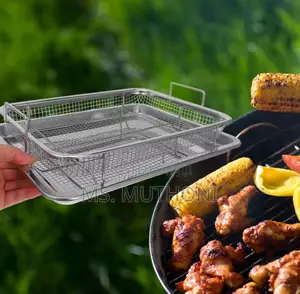 Stainless Steel Air Fryer Basket and Tray Set for Oven Use.