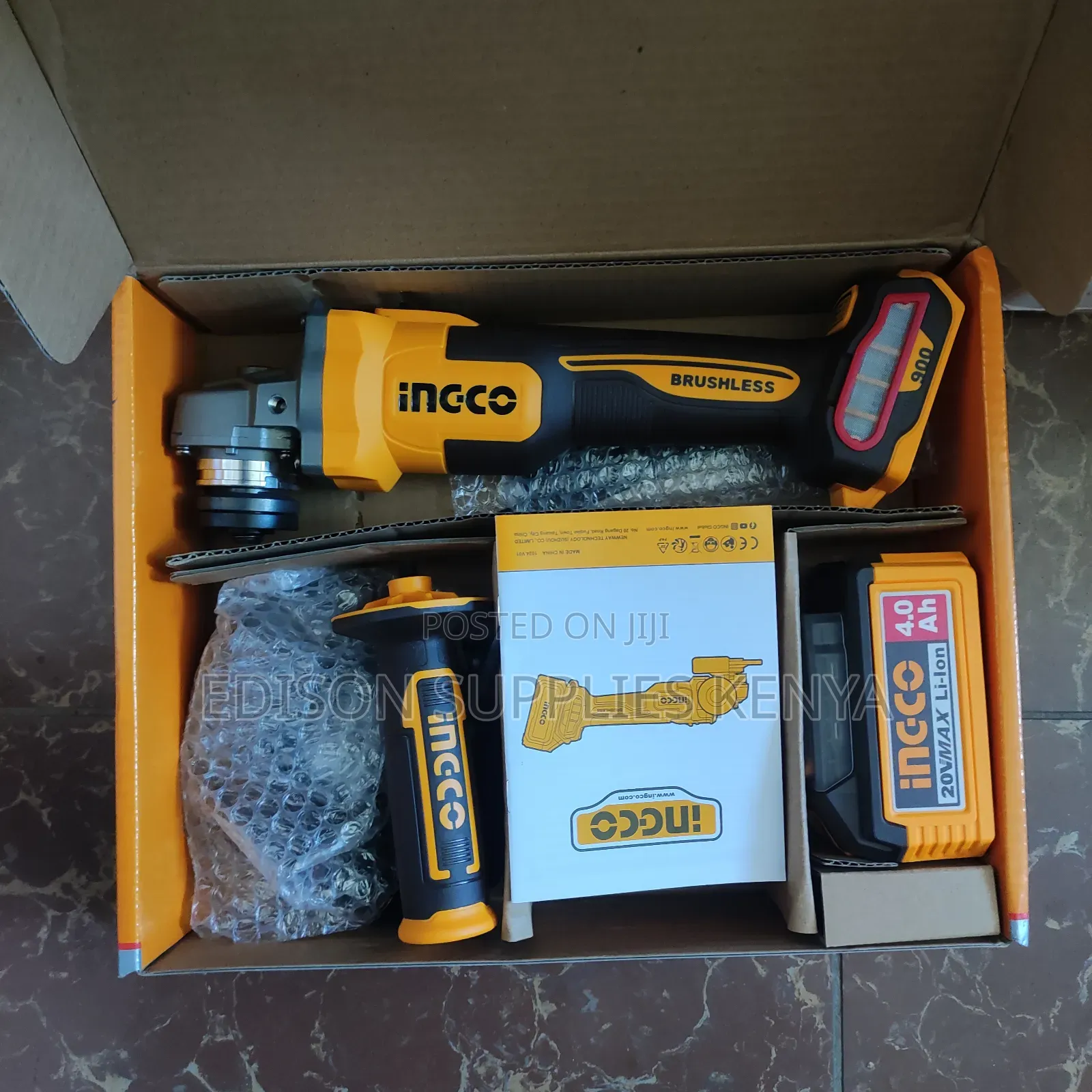 Ingco Cordless Angle Grinder 20v 4.0ah Battery Rechargeable