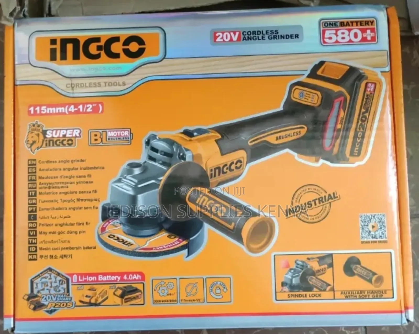 Ingco Cordless Angle Grinder 20v 4.0ah Battery Rechargeable
